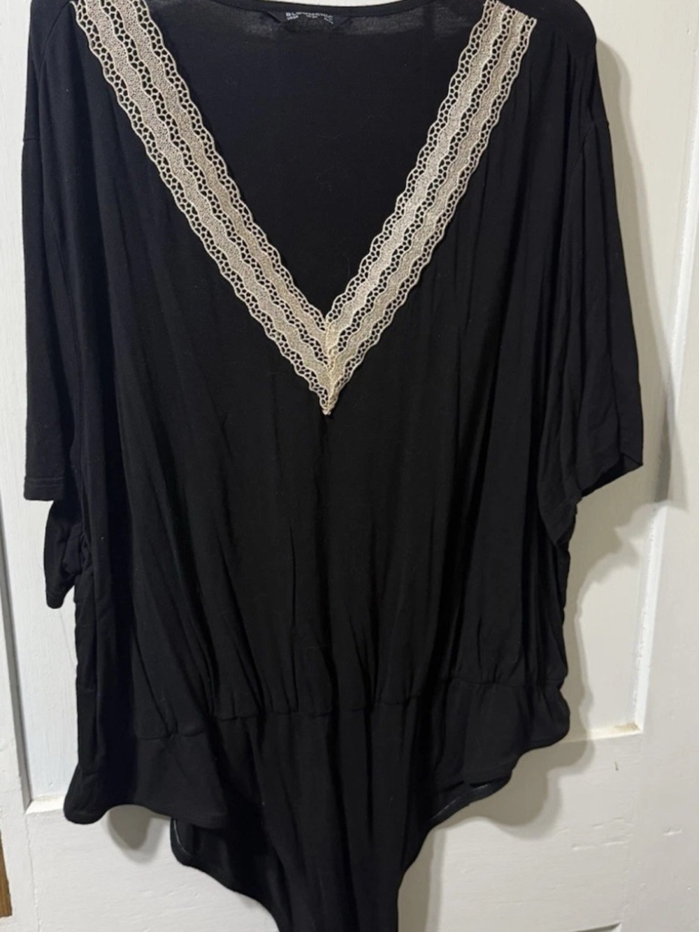 Bloomchic women's Plus Black Lace Trim Bodysuit- Size US 30
